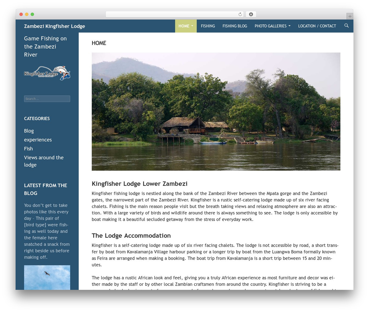 Sequel theme WordPress - zambezikingfisherlodge.com