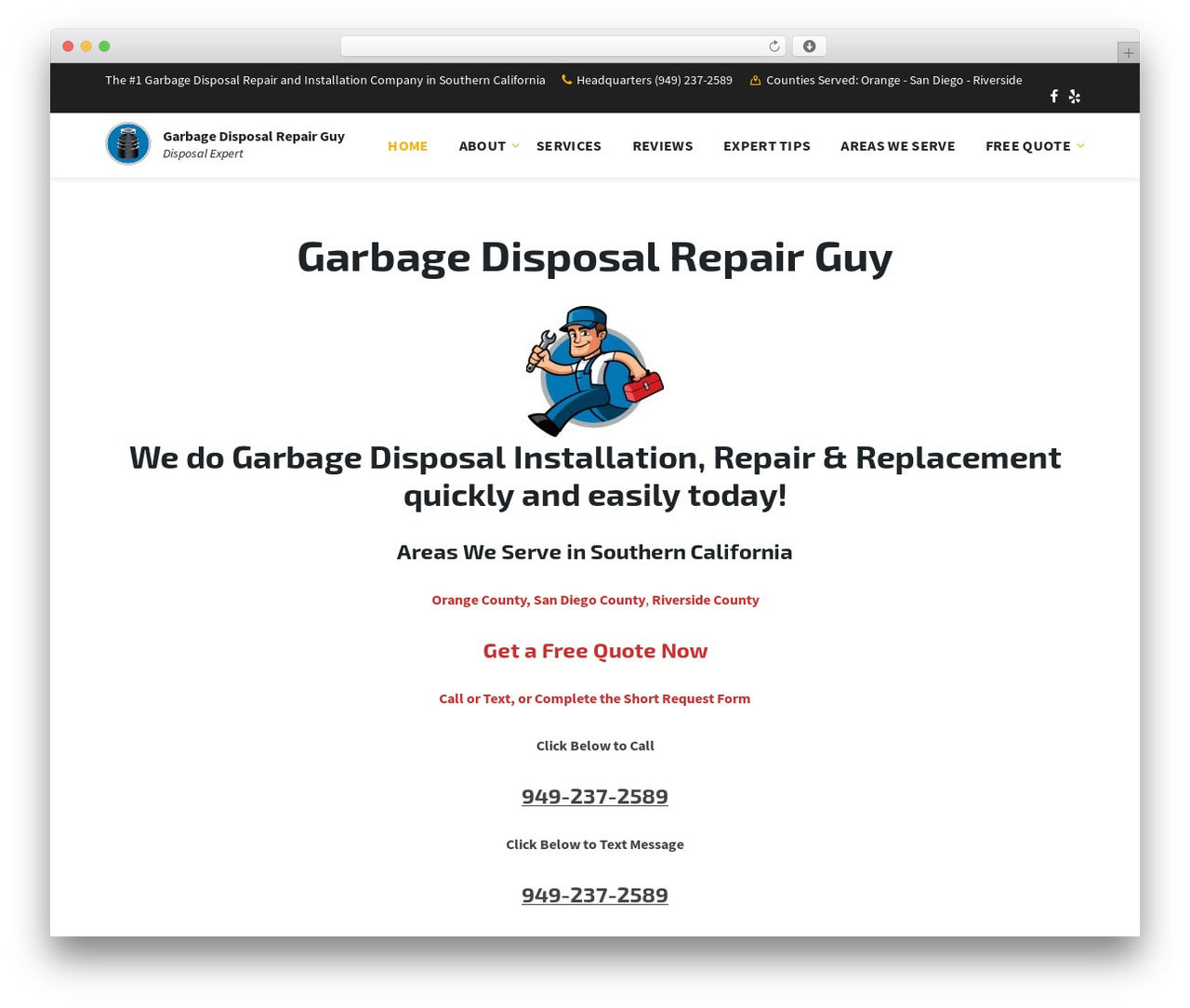 BlueCollar theme WordPress - garbagedisposalrepairguy.com