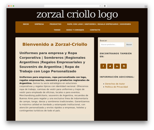 Best WordPress theme Simple Shop - zorzal-criollo.com.ar