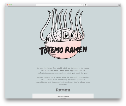 PageLines Framework WordPress ecommerce theme - totemoramen.com