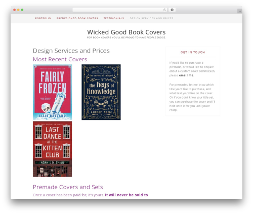 Pretty Creative WordPress theme - wickedgoodbookcovers.com