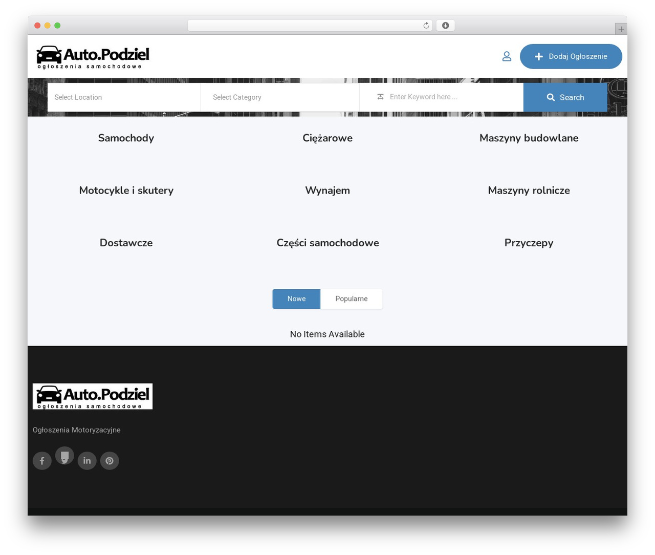 Classima WordPress theme - auto.podziel.pl