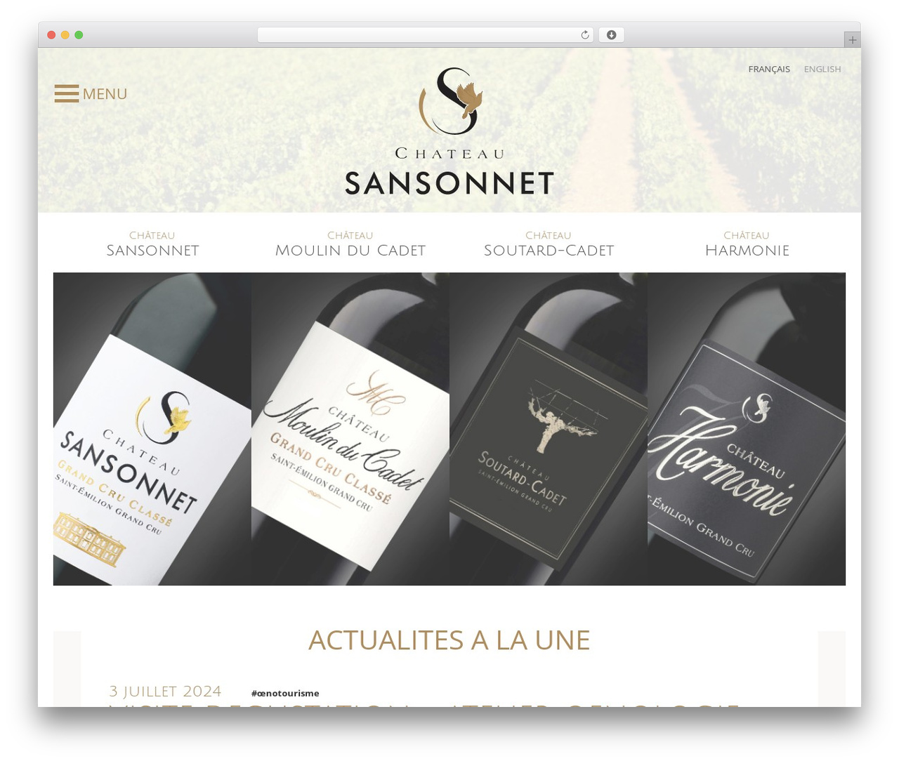 Sansonnet WordPress theme - chateau-sansonnet.com