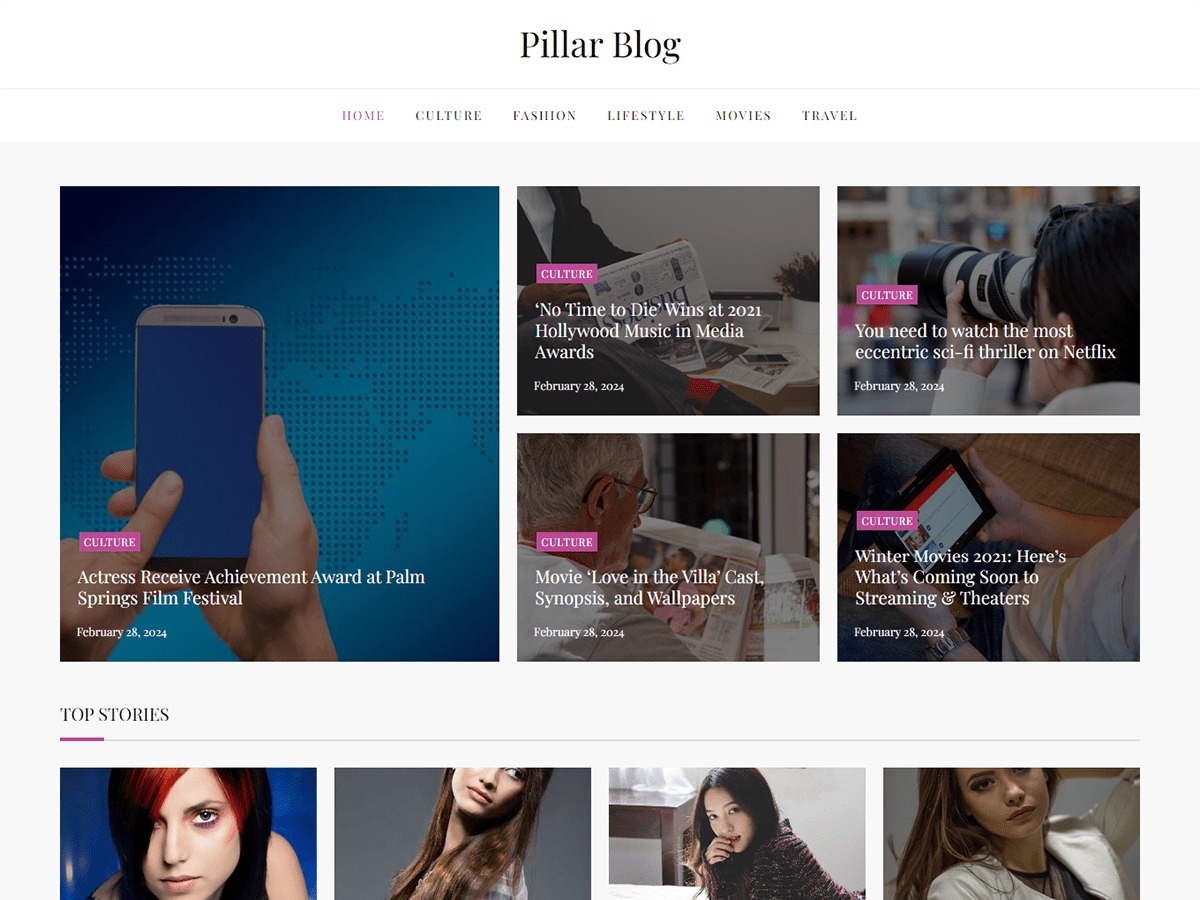 Pillar Blog WordPress travel theme