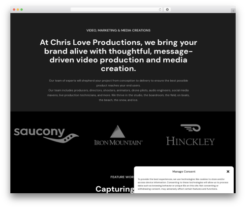 Frames best WordPress video theme - chrisloveproductions.com