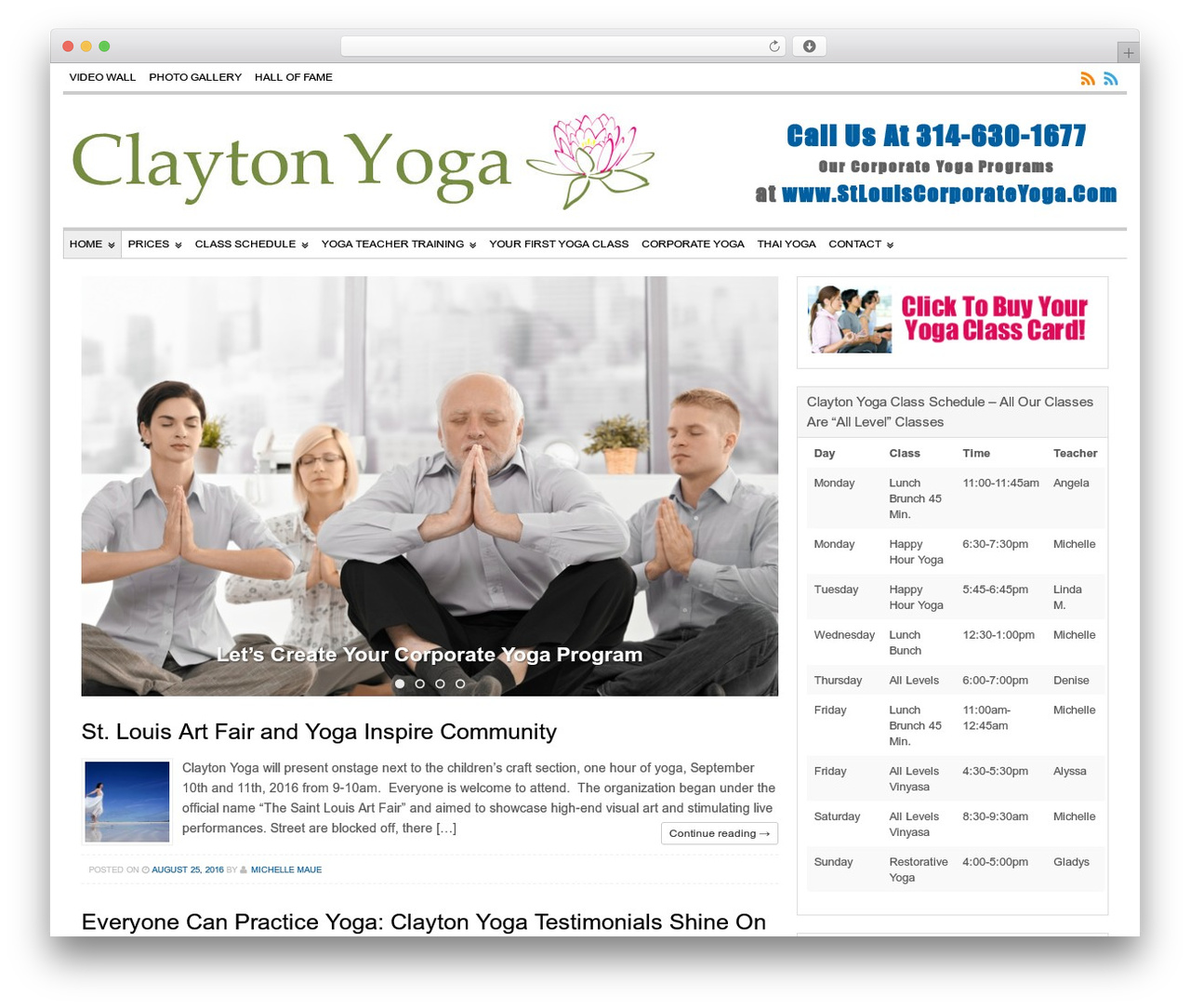 Swift WordPress theme - claytonyoga.com