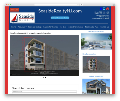 Realty WordPress theme design - seasiderealtynj.com