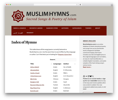 Rowling WordPress theme - muslimhymns.com