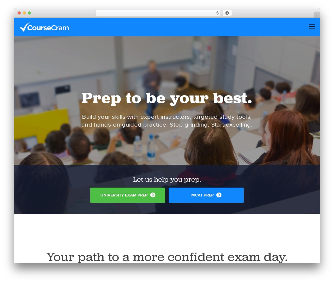 Prep101 WordPress theme - coursecram.com