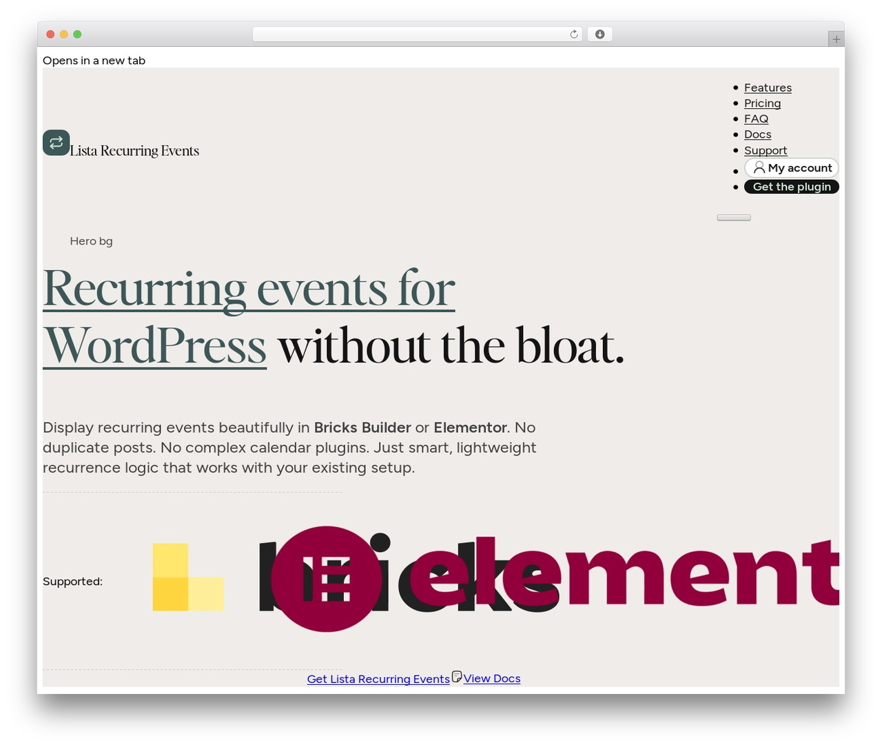 Bricks WordPress theme - listarecurringevents.com