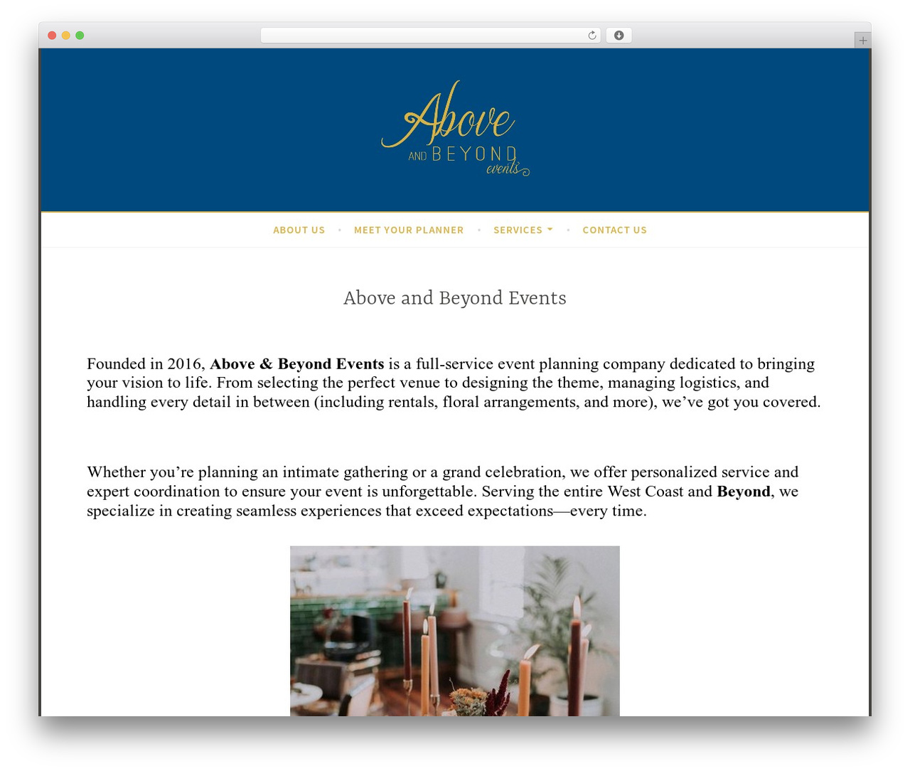 Dara premium WordPress theme - abovebeyondevents.com