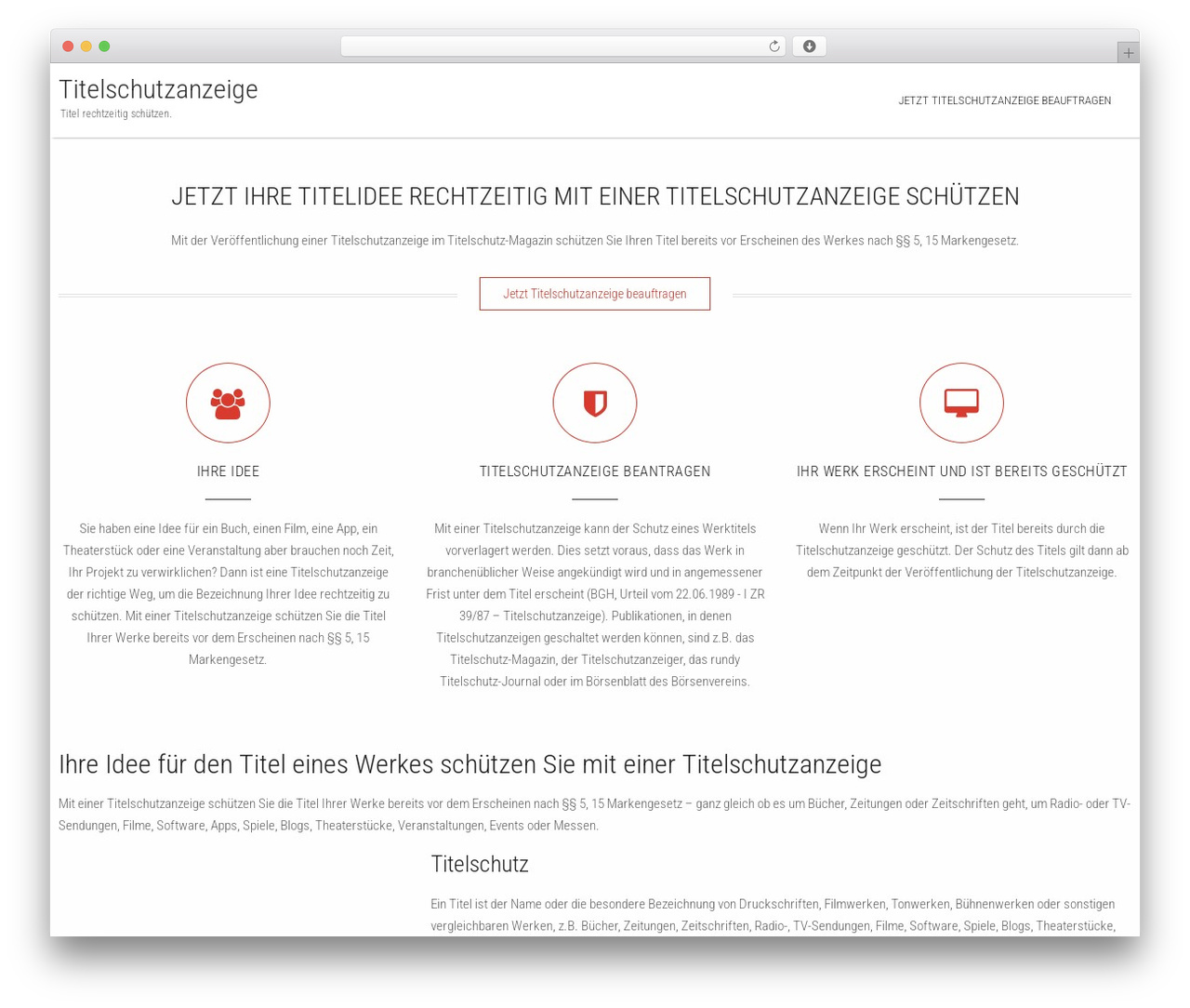 WordPress theme Invert - titelschutzanzeige.de