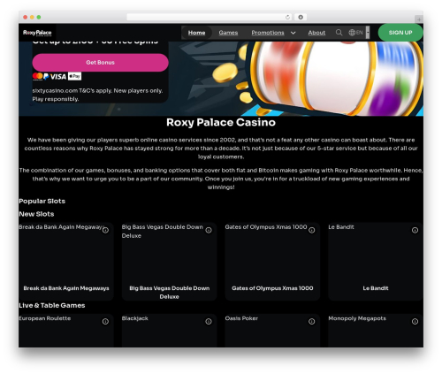cms WordPress website theme - sixtycasino.com