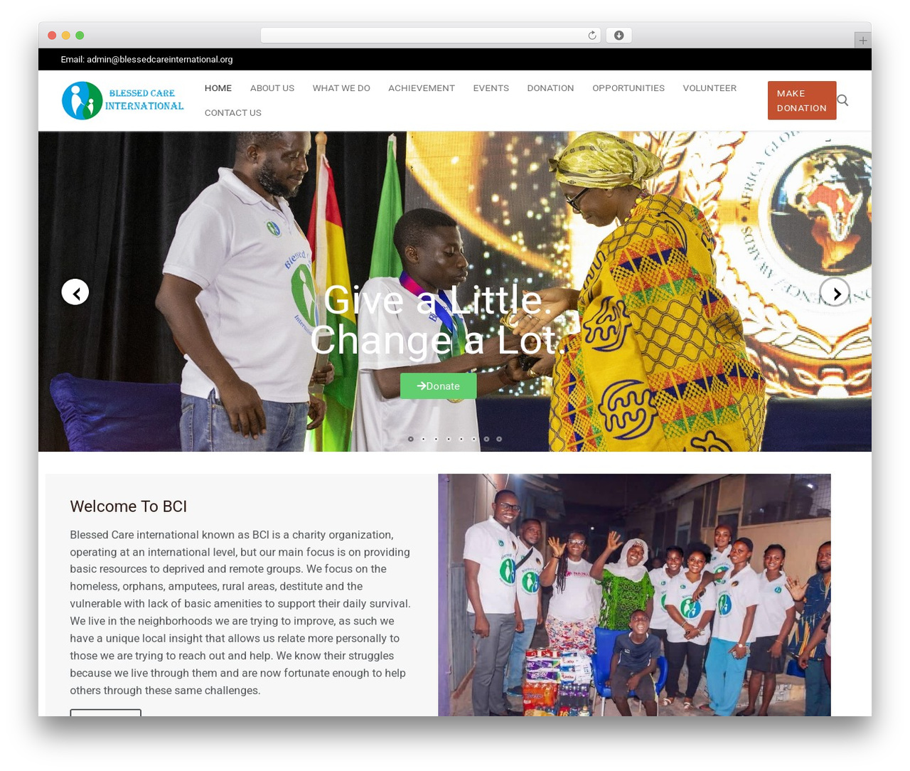 Customify WordPress theme - blessedcareinternational.org