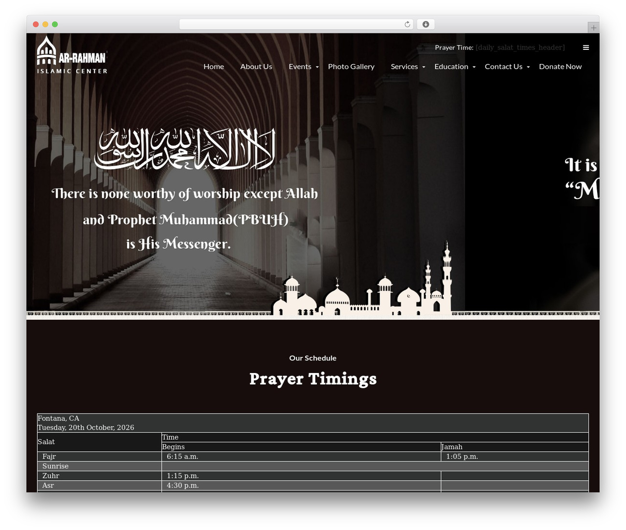 Mosque Wordpress Theme WordPress theme design - arrahmanislamiccenter.com