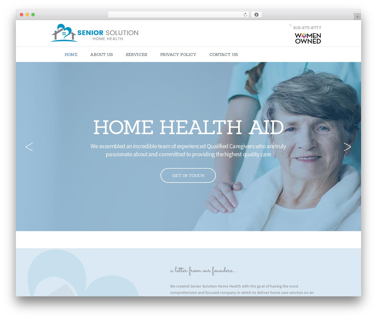 Saveo WordPress theme - seniorsolutionhomehealth.com