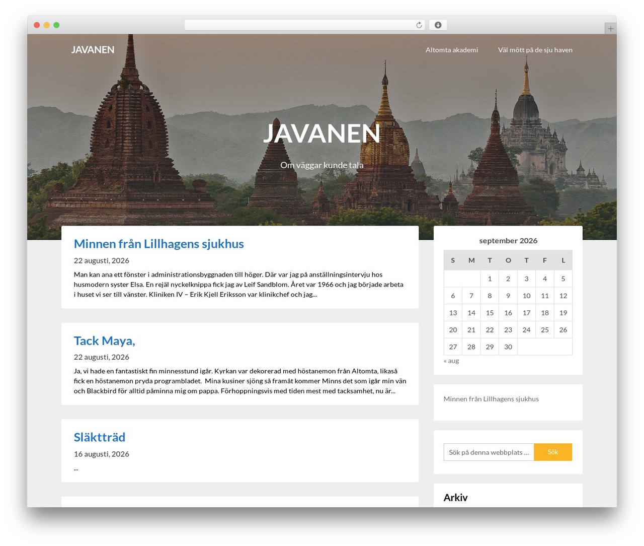 Customizable Blogily WordPress blog theme - javanen.se