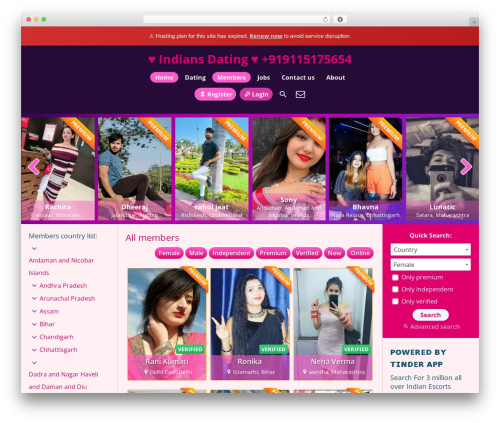 EscortWP WordPress theme - indiansdating.com