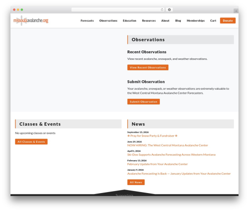 Avalanche Center Wordpress Theme theme WordPress - missoulaavalanche.org