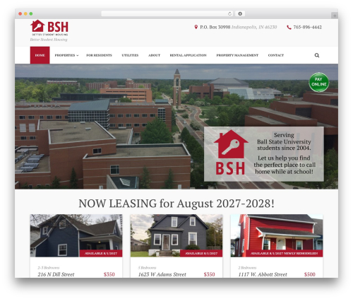 WordPress theme BetterStudentHousing - bsuproperties.com