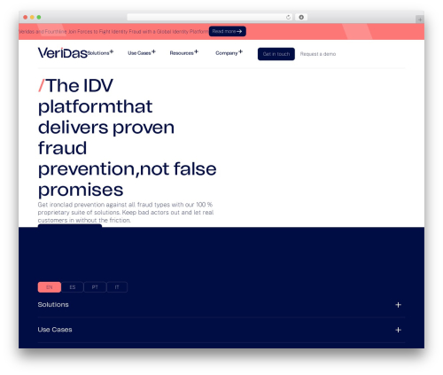 Hello Elementor WordPress theme design - veridas.com
