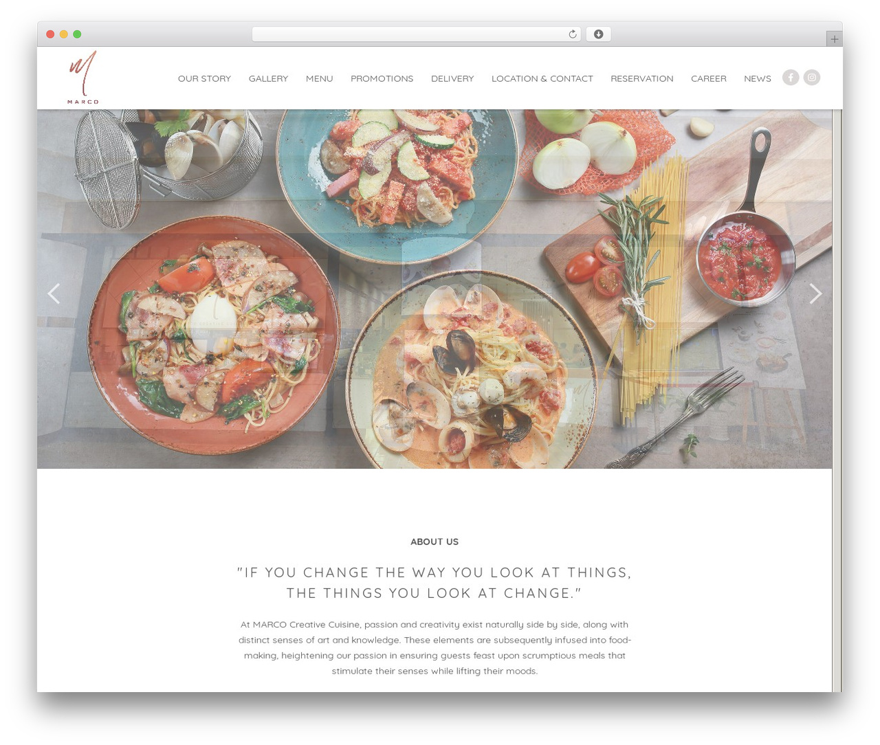 Bootstrap WordPress theme - marcocreativecuisine.com