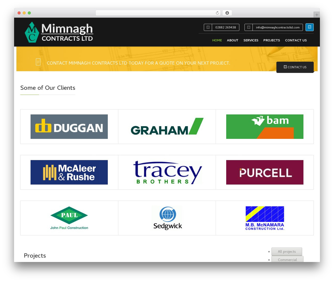 Construction WordPress theme - mimnaghcontractsltd.com