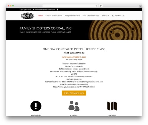 Divi WordPress theme - familyshooterscorral.com