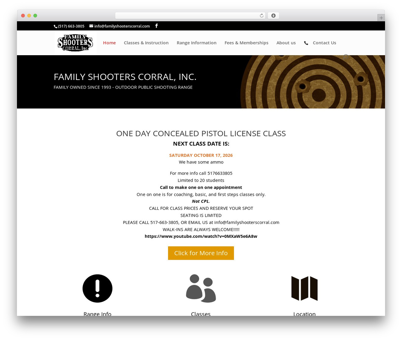 Divi WordPress theme - familyshooterscorral.com
