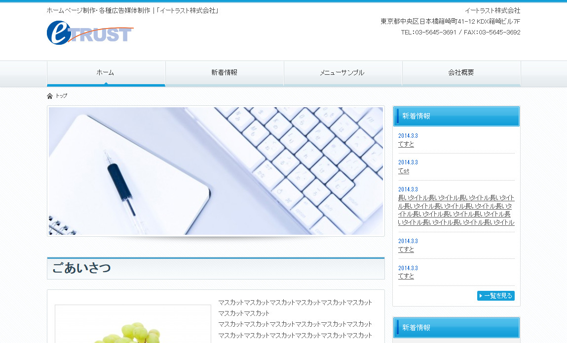 WordPress theme Simple typeB, BLUE by e-trust ono