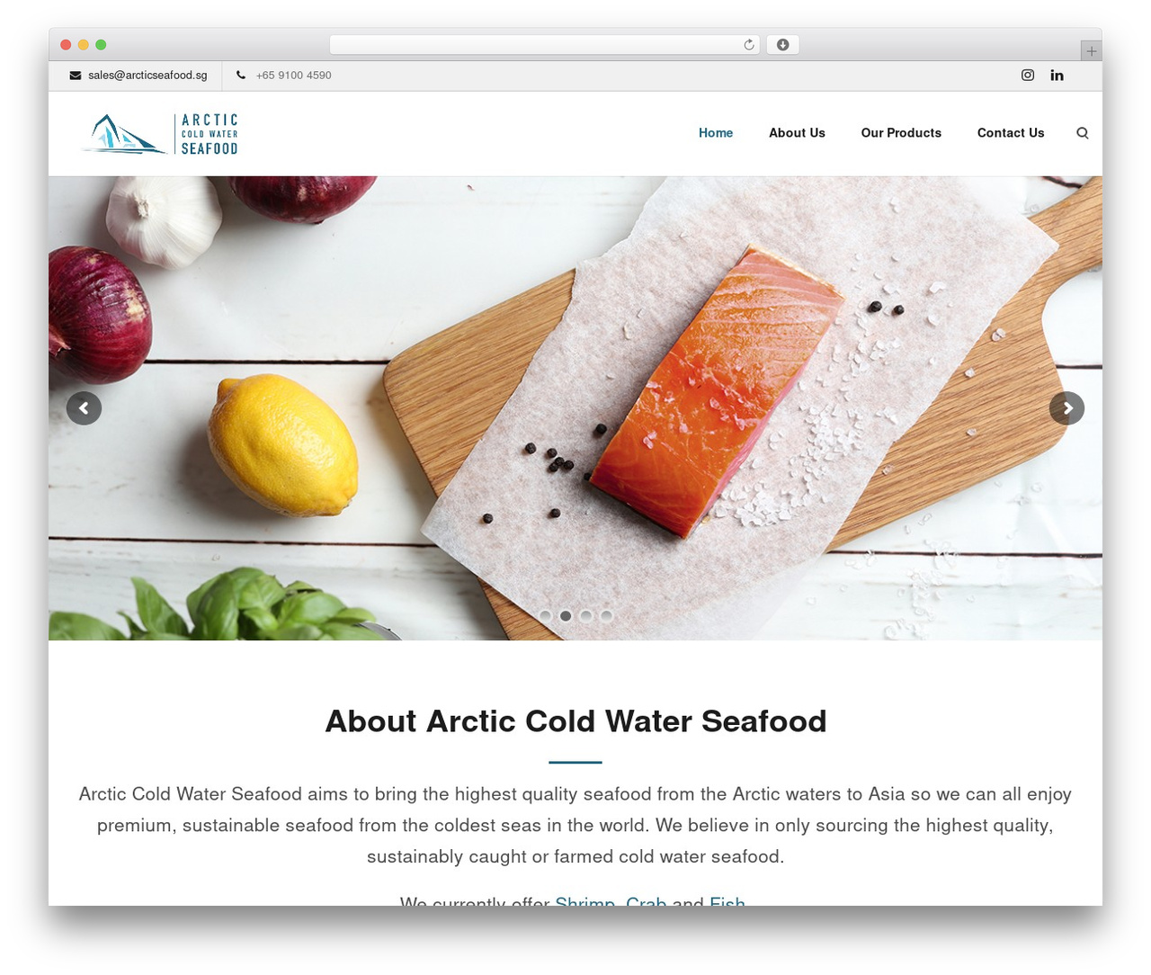 Lambda food WordPress theme - arcticseafood.sg