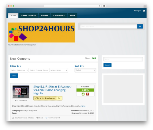 Clipper WordPress ecommerce theme - shop24hours.com