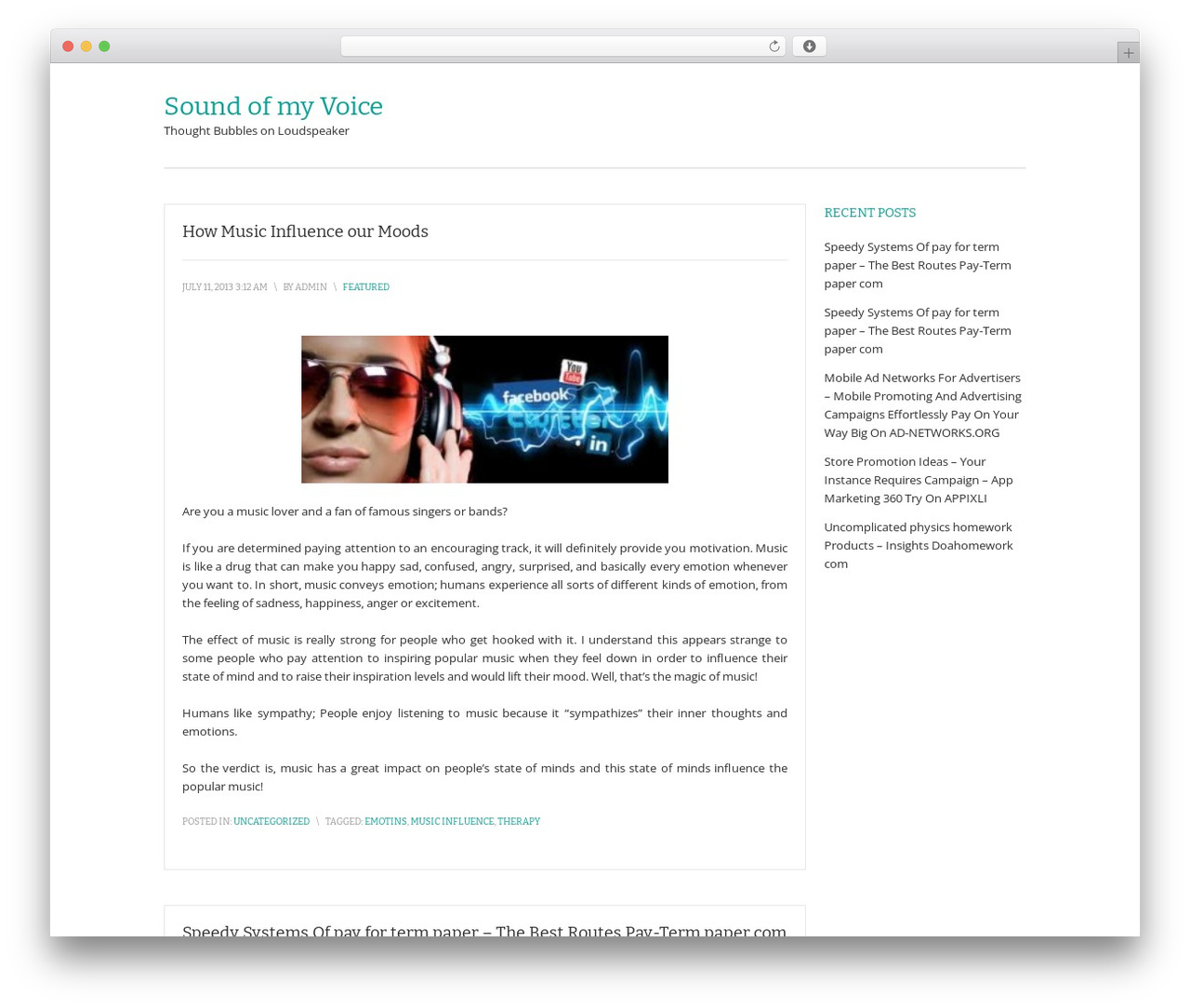 Prana WordPress theme - soundofmyvoice.com