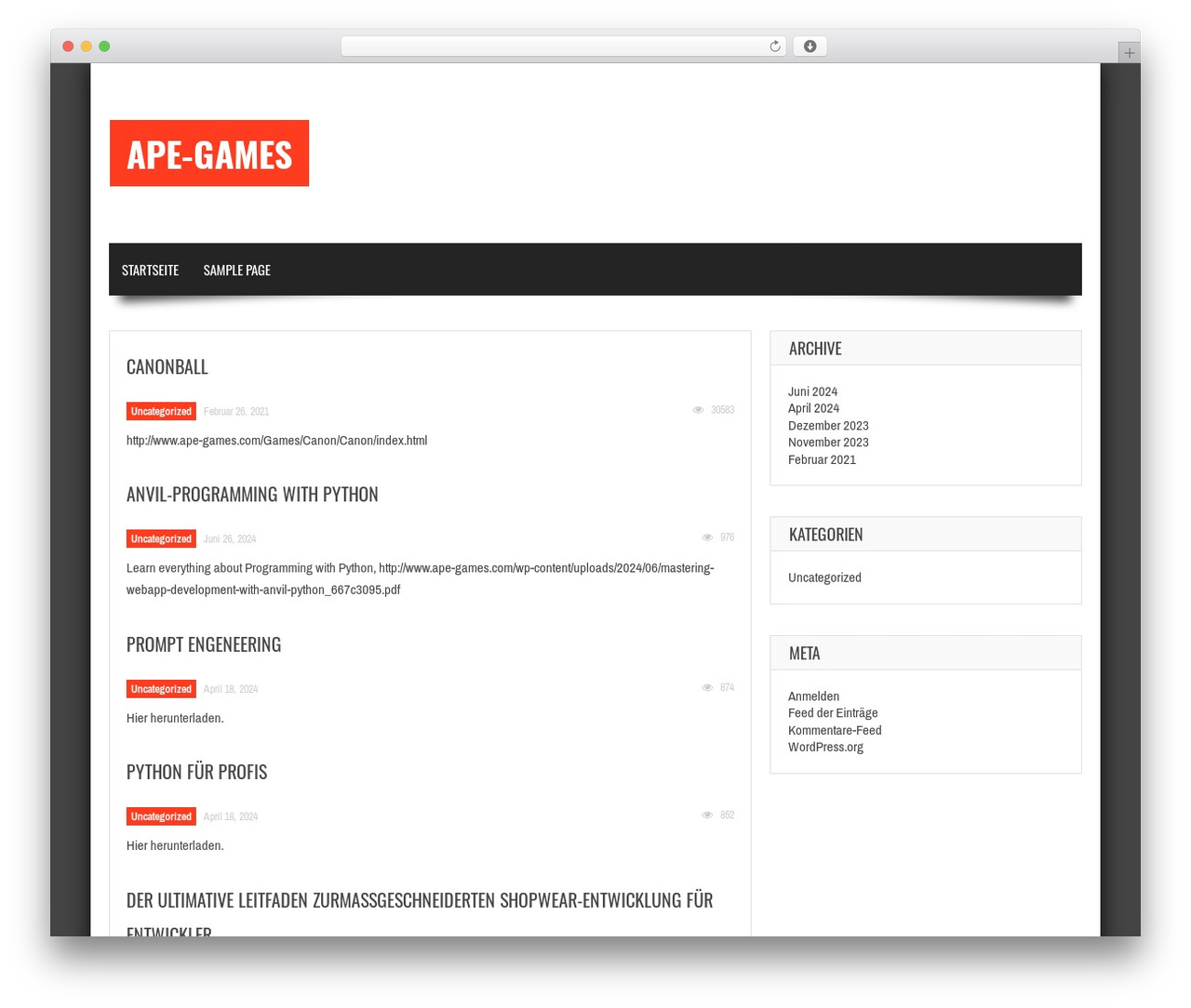 Theme WordPress Gameleon - ape-games.com