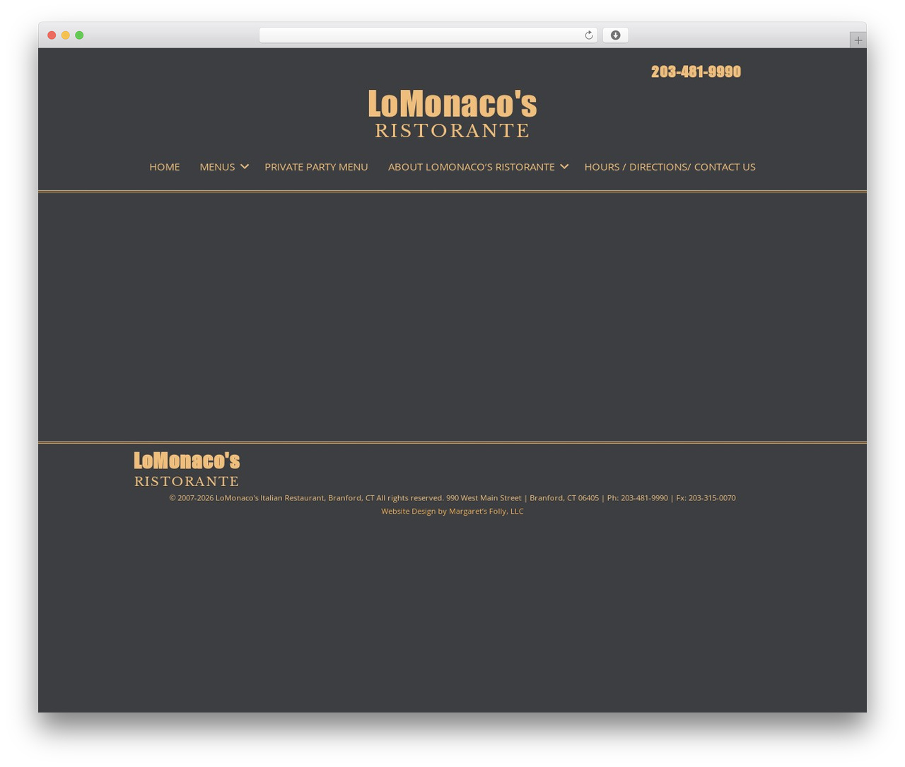 Margarets Folly Child Theme WordPress restaurant theme - lomonacos.com