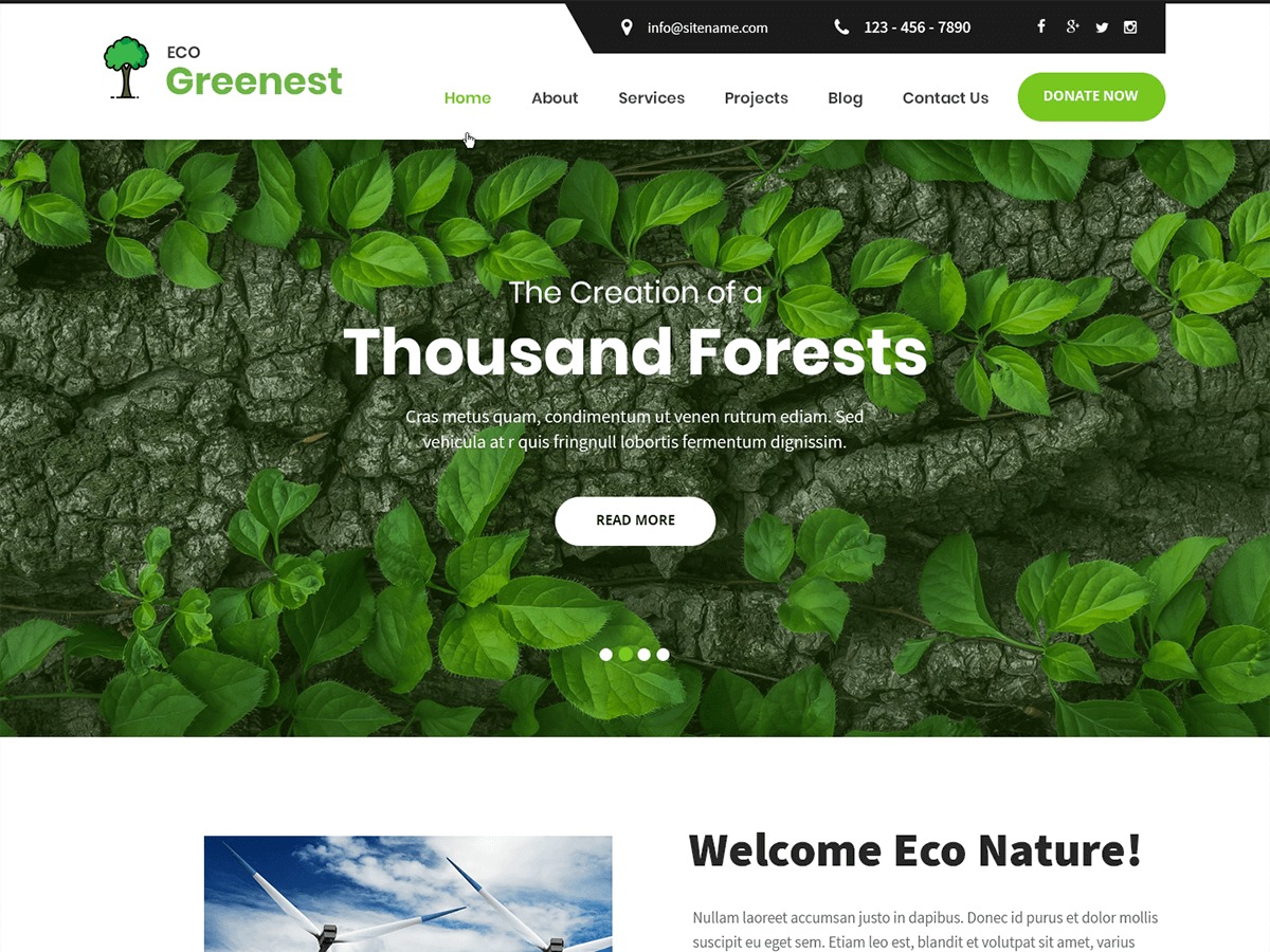 Eco Greenest Lite WordPress page template