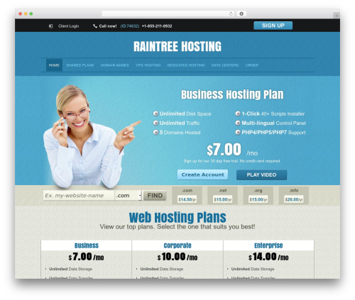 WordPress theme Smart Hosting - raintreehosting.com