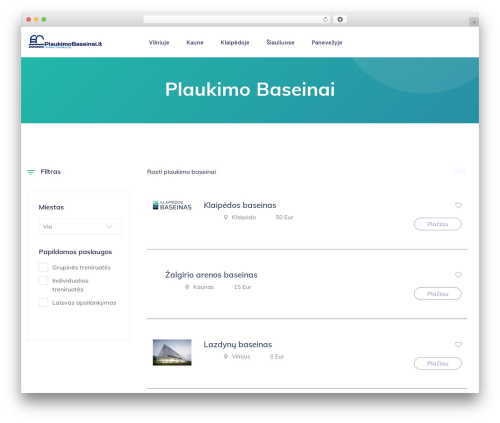 Plaukimo seima WordPress theme - plaukimobaseinai.lt