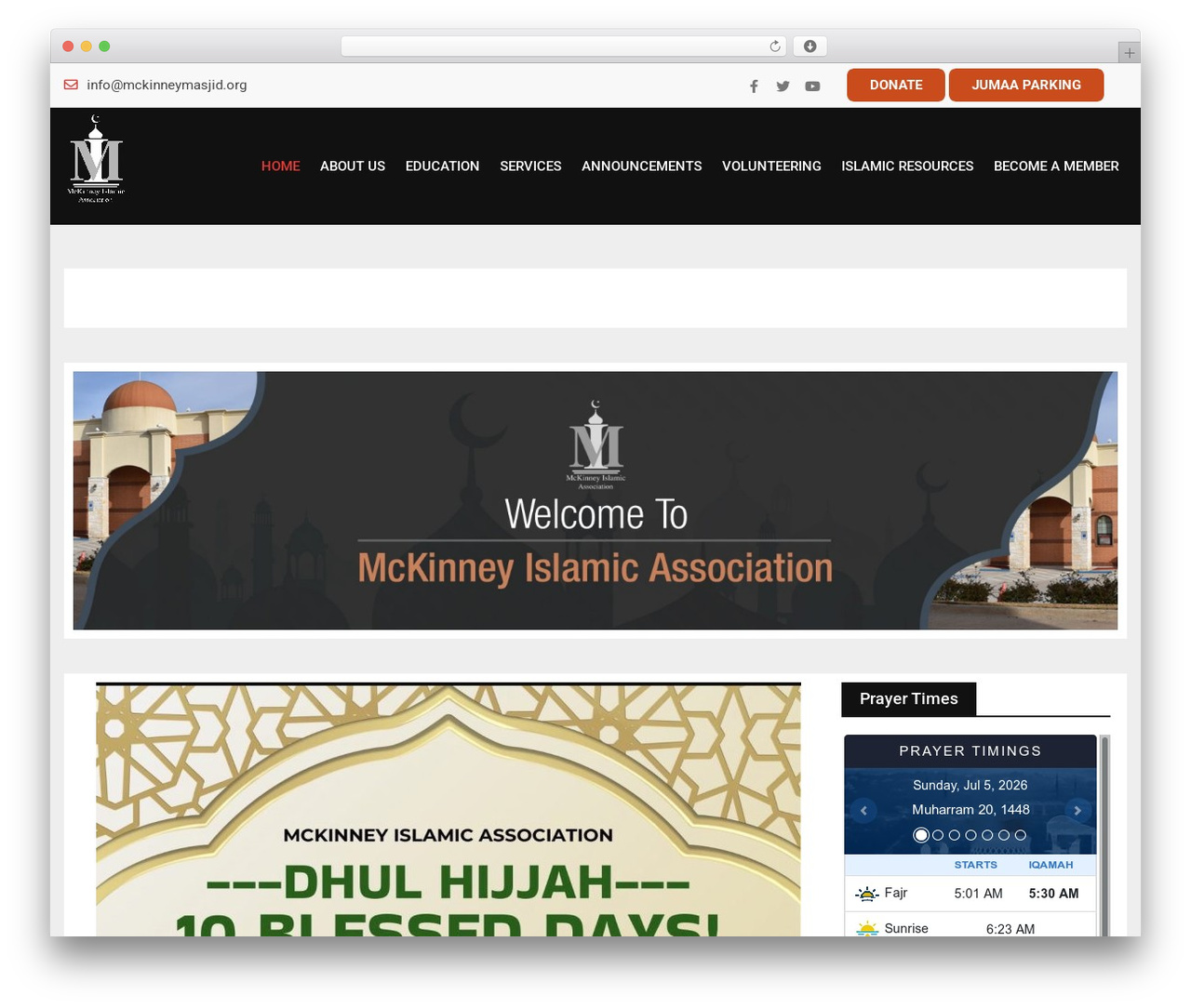 WordPress theme Barta - mckinneymasjid.org
