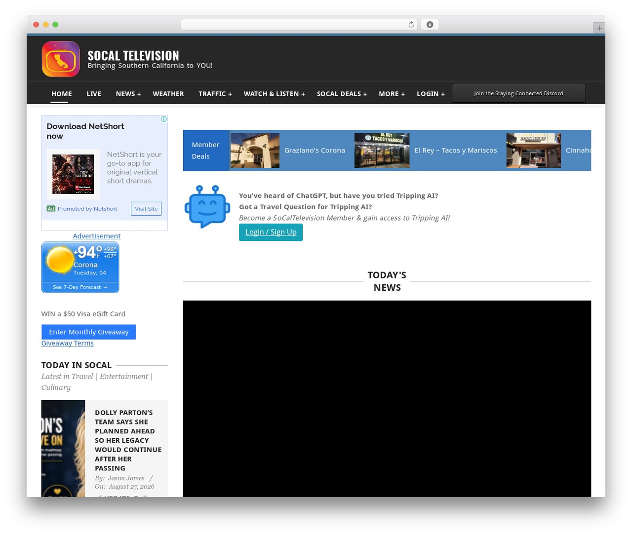 WordPress theme SoCalTelevision Theme 2021 - socaltelevision.com