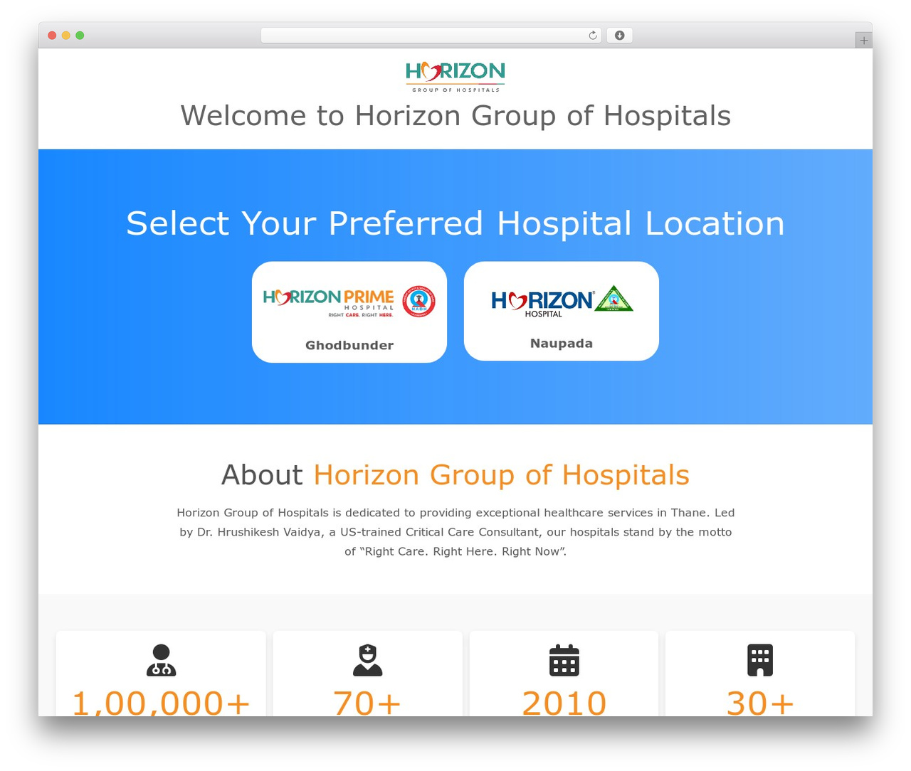 WordPress website theme HouseMed - horizonhospital.com