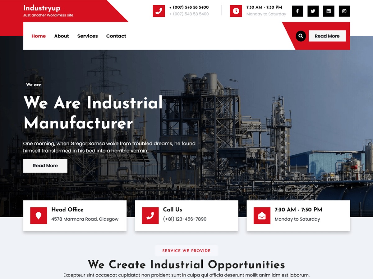 Industryup company WordPress theme