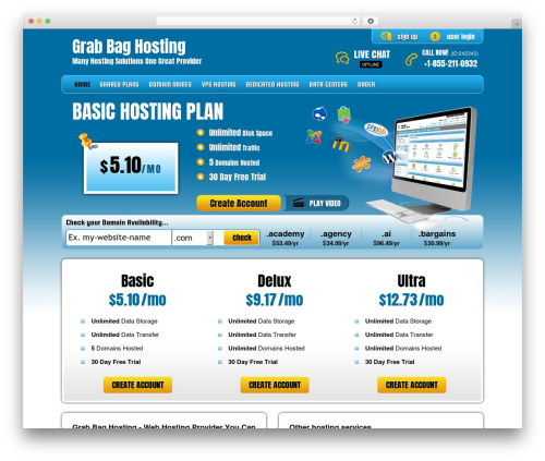 WordPress theme PHP Hosting - grabbaghosting.com