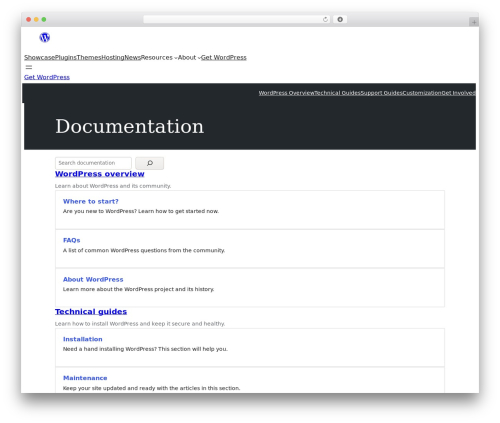 WordPress theme WordPress.org Documentation Theme - wordpress.org/support
