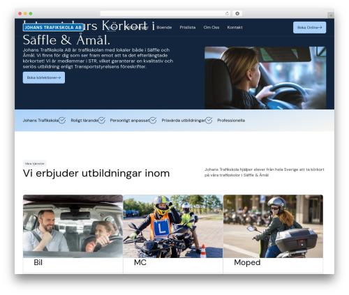 WP theme Hello Elementor - johanstrafikskola.se