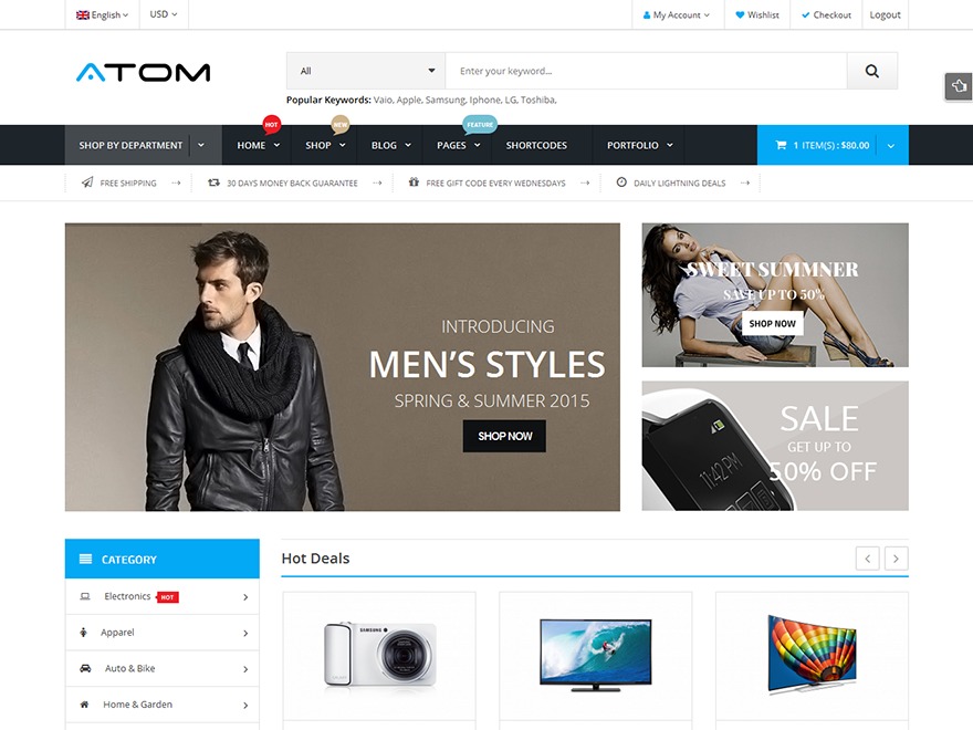 SW Atom WordPress shop theme by Magentech