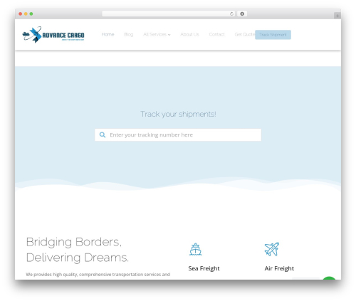 Transflash WordPress website theme - advancecargo.com.pk