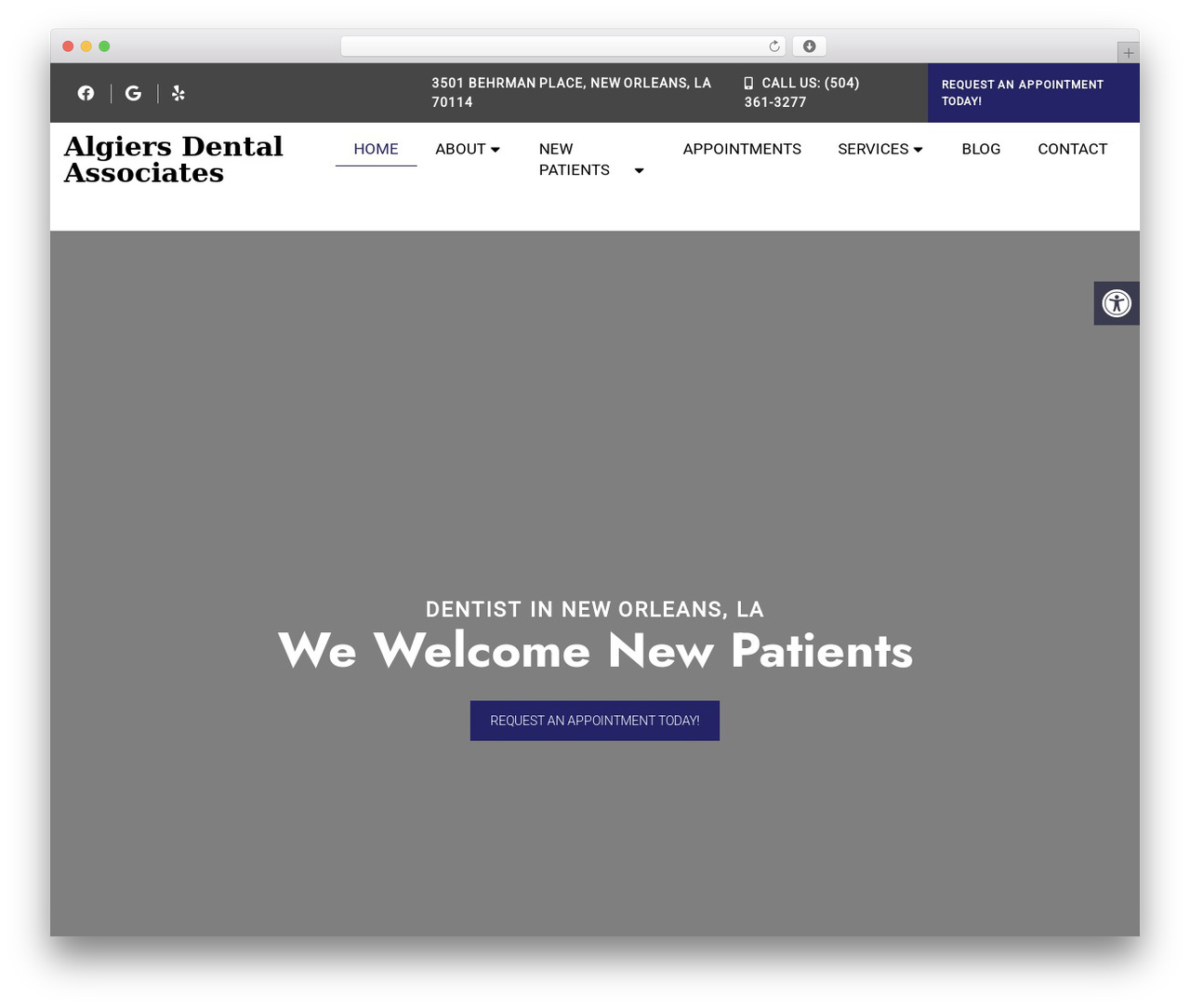 WordPress theme Parent Theme - algiersdentalassociates.com