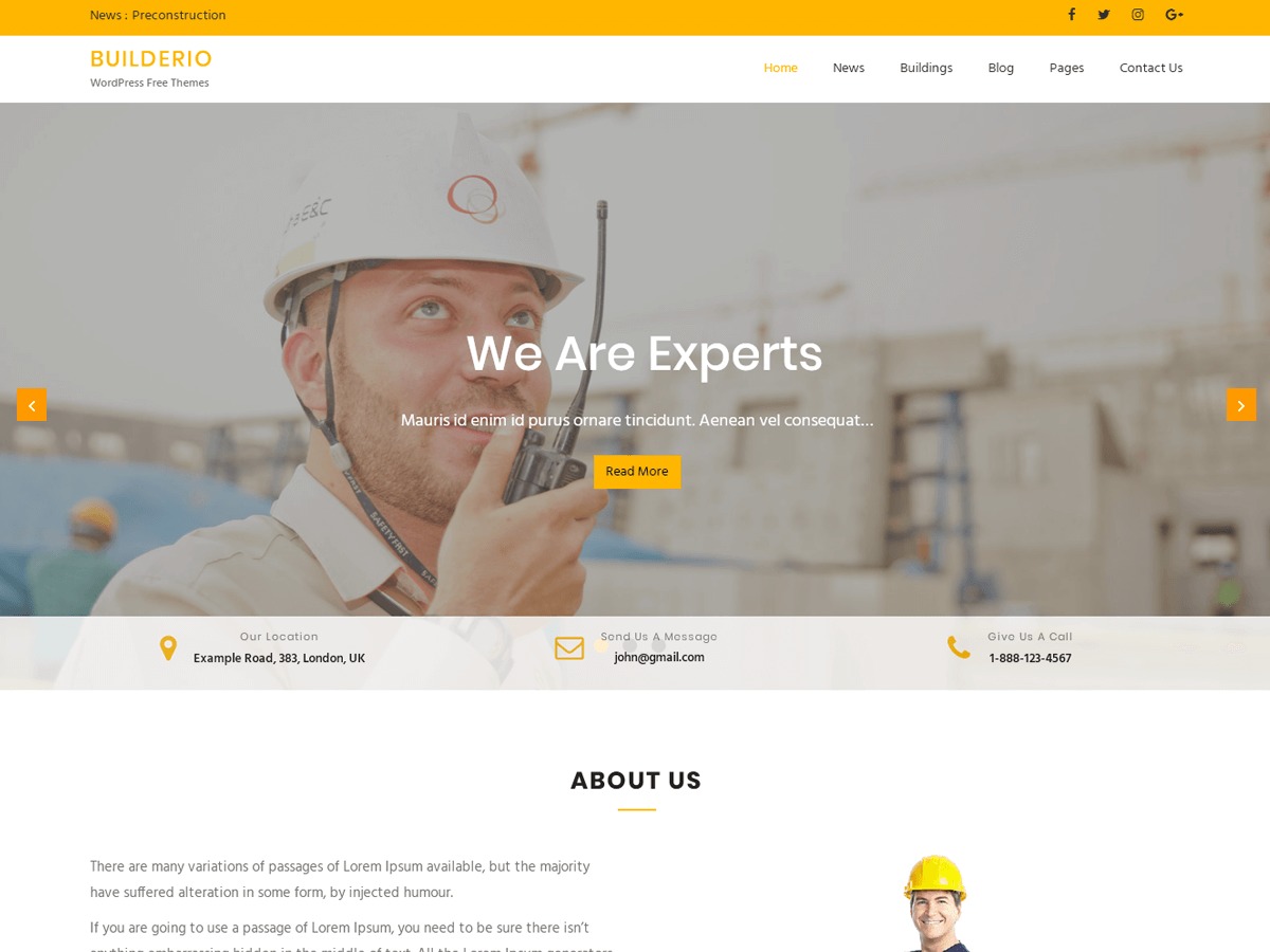WordPress website theme Builderio by Abileweb