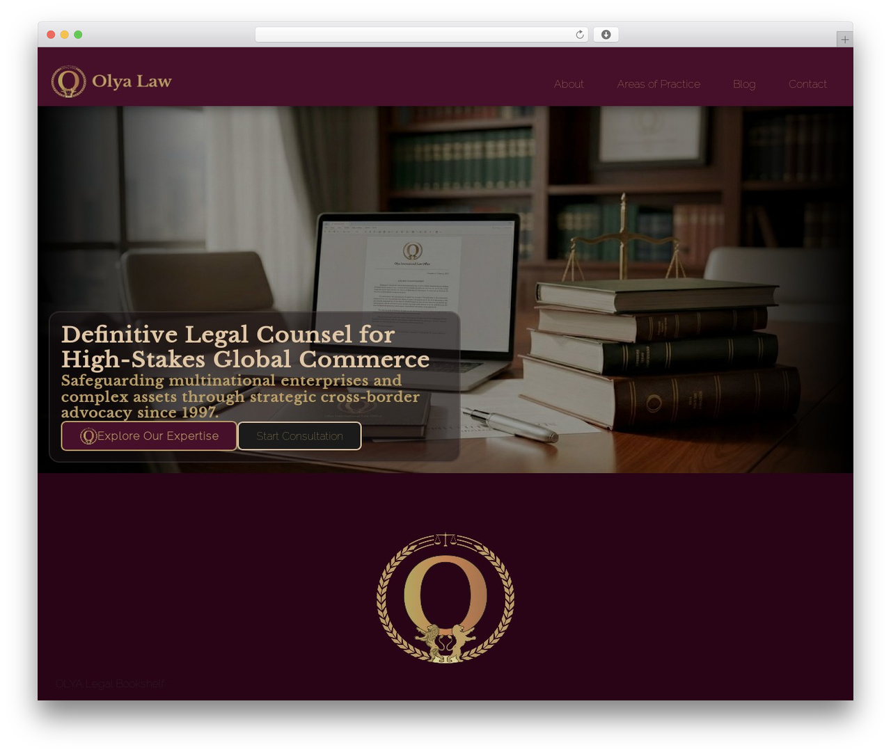 OLYA theme WordPress theme design - olyalaw.com